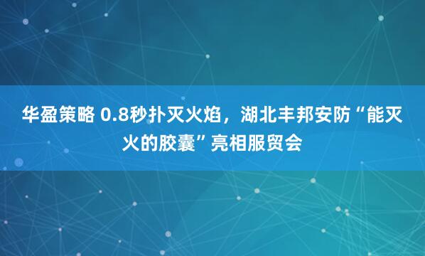 华盈策略 0.8秒扑灭火焰，湖北丰邦安防“能灭火的胶囊”亮相服贸会